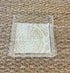 Square Acrylic Tray with Laminated Fabric - "Pomegranate" in Oat on cream