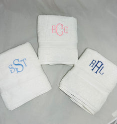 Monogrammed Bath Towels- White