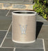 MONOGRAMMED Fabric Wastebasket- Taupe Grasscloth