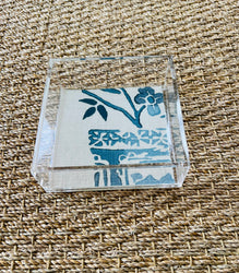 Square Acrylic Tray with Laminated Fabric - 