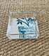 Square Acrylic Tray with Laminated Fabric - "Tea House" in Blue