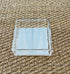 Square Acrylic Tray with Laminated Fabric - "Ferns" in Pale Blue