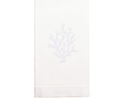 Hand Embroidered White Coral Towel