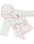 Kids Hooded Terry Robe with Ballet Shoes-Pink Trim
