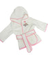 Kids Hooded Terry Robe with Ice Skates-Pink Trim