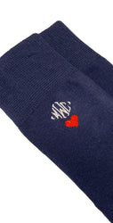 Mens Navy Socks with (or without) Heart