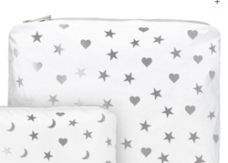 Zipper Packs with Shimmer White Heart, Moon and Stars by Hi, Love
