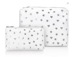 Set of Two Shimmer White with Heart, Moon and Stars