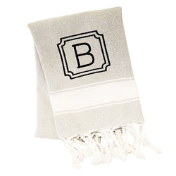 Grey Turkish Hand Towel with Double Frame