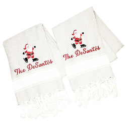 Grey Turkish Hand Towel with Santa