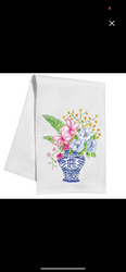 Blue & White Asian Pot with Ferns Kitchen Towel