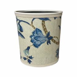 Cream & Blue Floral Fabric Wastebasket